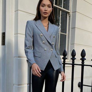 New Aritzia Babaton Encore Blazer 10 Houndstooth Jacket Black White Modern